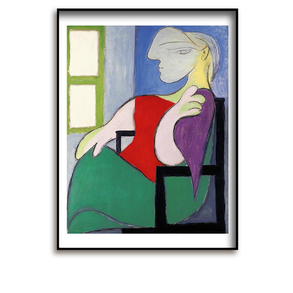 Kunstdruck / Picasso / Limited Edition / Sitzende Frau vor einem Fenster, 1932 / 60 x 80 cm