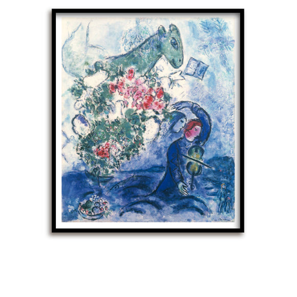 Kunstdruck / Chagall / Der Geiger und der Esel, 1956 / 48 x 67 cm