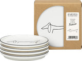 Teller / Dackel / Einlinien-Tiere / 4er Set im Karton / 9,5 cm