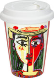 Coffee-to-go Becher / Picasso / Porträt einer Frau mit Pompom-Hut