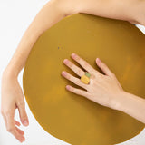 Ring / COLLAGE / 24K vergoldet / Grüne Emaille / Gr. 20