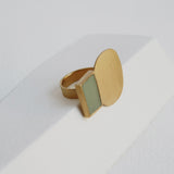 Ring / COLLAGE / 24K vergoldet / Grüne Emaille / Gr. 16