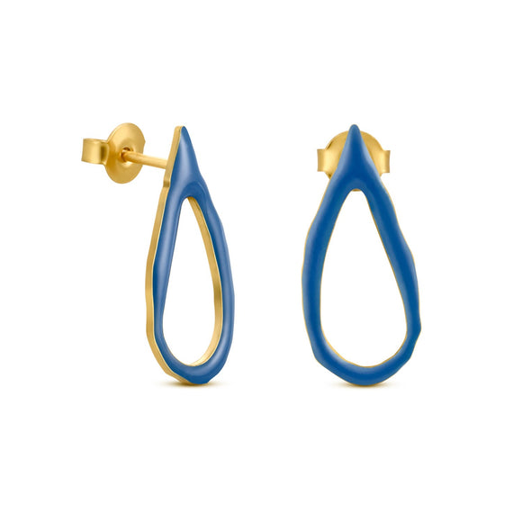 Ohrringe / Miro / 24K vergoldet / drop blau / 2 cm