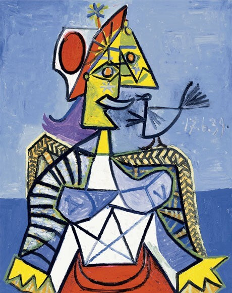 Kunstdruck / Picasso / Limited Edition / Frau mit Vogel (Dora Maar), 1939 / 6 Farben / 60 x 80 cm