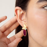 Ohrringe / THALUS / 24K vergoldet / violett / 3,2 cm