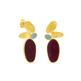 Ohrringe / THALUS / 24K vergoldet / violett / 3,2 cm