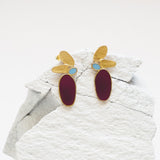 Ohrringe / THALUS / 24K vergoldet / violett / 3,2 cm