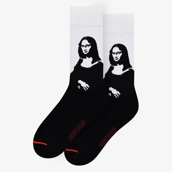 Socke / Leonardo da Vinci - Mona Lisa white-black: EU 36-40 | UK 3½-6½ | US 6-9