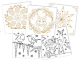 Malbuch / Ausmalglück / Goldfolien / Rehe