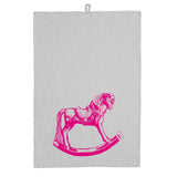 Geschirrhandtuch / Schaukelpferd / neonpink