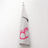Geschirrhandtuch / Schaukelpferd / neonpink