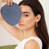 Ohrstecker / COLLAGE / 24K vergoldet / Emaille Beige Rot