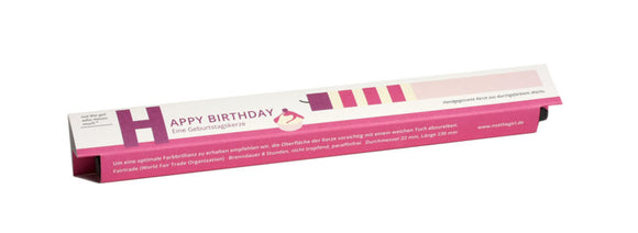 Kerze / Happy Birthday / Grußkerze / Rosa mit pinken Ringeln