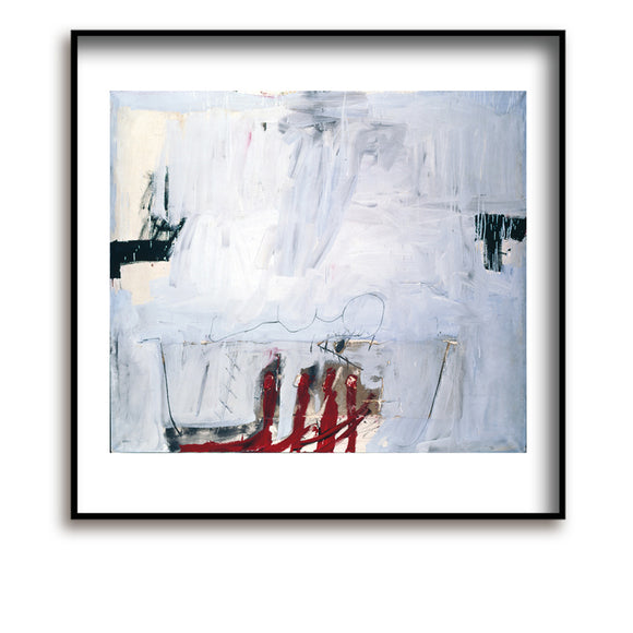 Druck / Antoni Tàpies / Blau mit vier roten Stäben / 70 x 70 cm