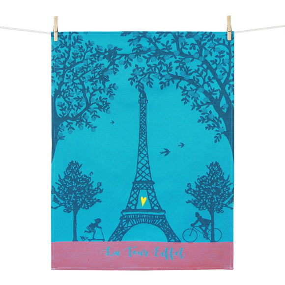 Dish towel / Paris motifs / with embroidered heart / 50 x 70 cm