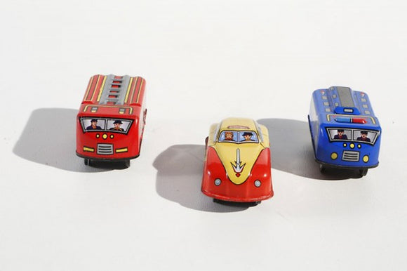 Tin toys / cars / set of 3 / police, fire brigade, taxi