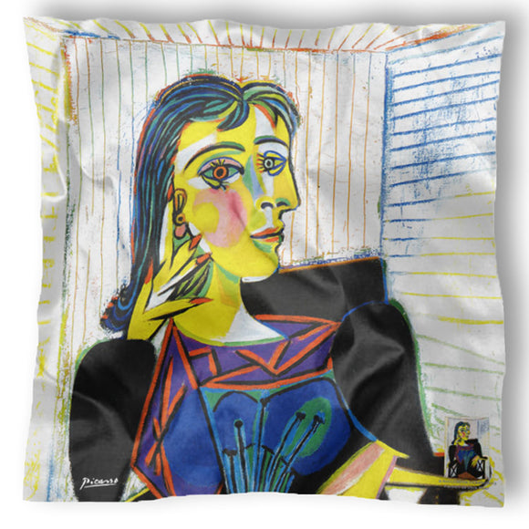 Carré de soie Carré / Picasso / Portrait de Dora Maar / 90 x 90 cm / sergé / 100% soie