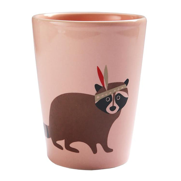 Children's mug / RACOON / Stoneware / pink / 9 cm / 200 ml 