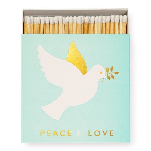 Streichhölzer / quadratisch / Peace & Love Dove / 11 x 11 cm