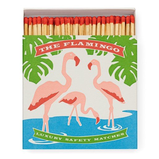 Matches / square / flamingos / 11 x 11 cm