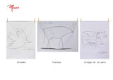 Torchon France / Picasso / lot de 3 / 50 x 70 cm