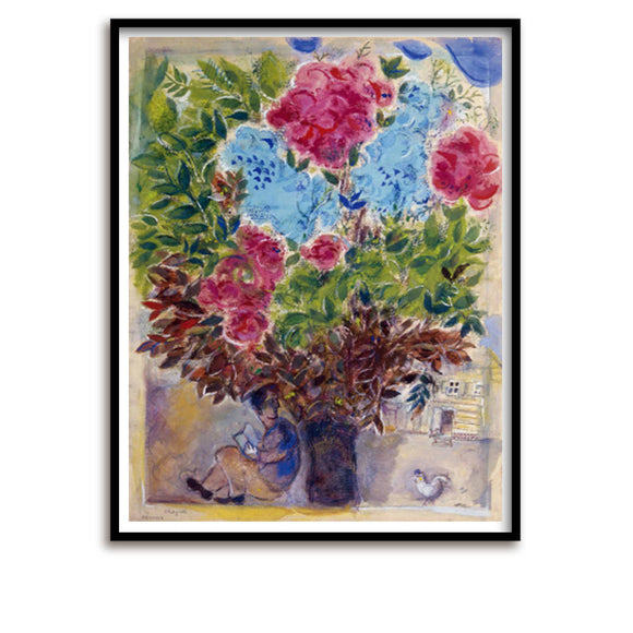 Art print / Chagall / The man waiting under the bouquet of flowers, 1938 / 48 x 67 cm