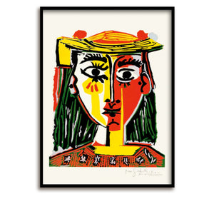 Kunstdruck / Picasso / Limited Edition / Porträt einer Frau mit Pompom-Hut / 5 Farben / 60 x 80 cm