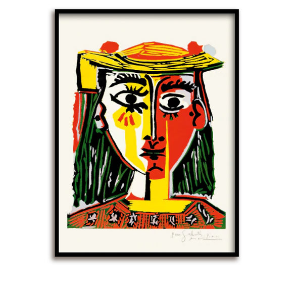 Kunstdruck / Picasso / Limited Edition / Porträt einer Frau mit Pompom-Hut / 5 Farben / 60 x 80 cm