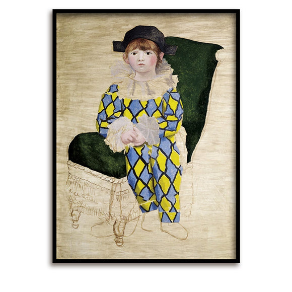 Kunstdruck / Picasso / Limited Edition / Paul als Harlekin, 1924 / 6 Farben / 60 x 80 cm