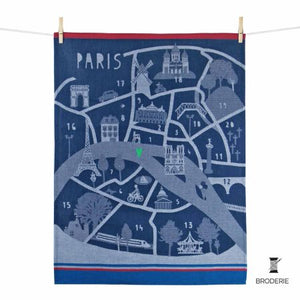 Geschirrhandtuch / Pariser Motive / Quartiers Parisiens / mit gesticktem Herz / 50 x 70 cm