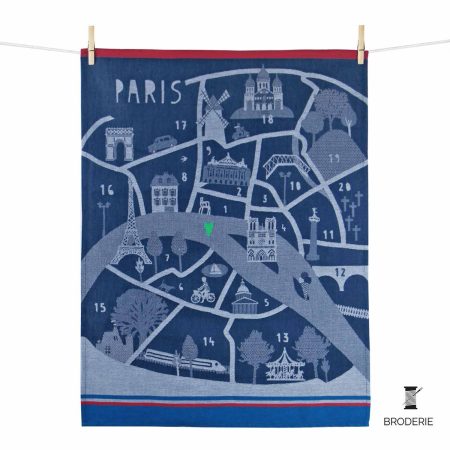 Torchon / motifs Paris / avec coeur brodé / 50 x 70 cm