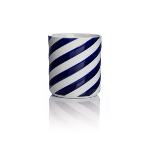 Mug / ceramic / large / white-blue / diagonal / 400ml 