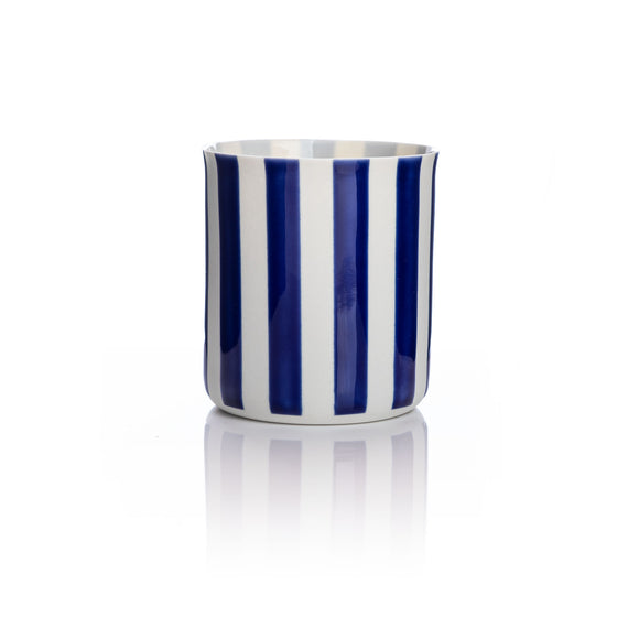 Mug / ceramic / large / white-blue / vertical / 400ml 