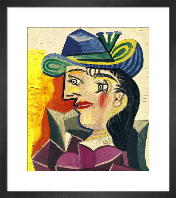 Kunstdruck / Picasso / Frau mit blauem Hut / 50 x 40 cm