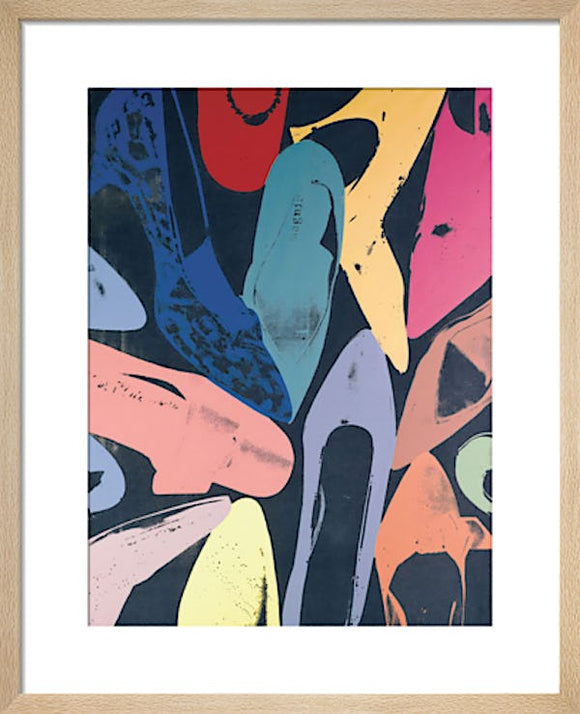 Tirage d'art / Andy Warhol / Diamond Dust Shoes (1980) / violet, bleu, vert / 48 x 33 cm