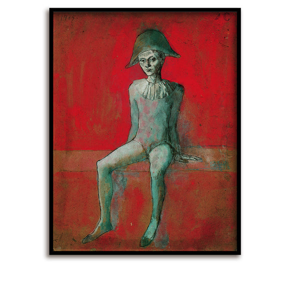 Kunstdruck / Picasso / Limited Edition / Sitzender Harlekin, 1905 / 5 Farben / 60 x 80 cm