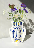Paper vase / "Vasage" 1 / large / white / gold / 26.5 x 29 cm