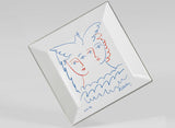 Teller N°8 / Picasso / Marc de Ladoucette / Zwei Frauen & Taube / Platinrand / 27 x 27 cm