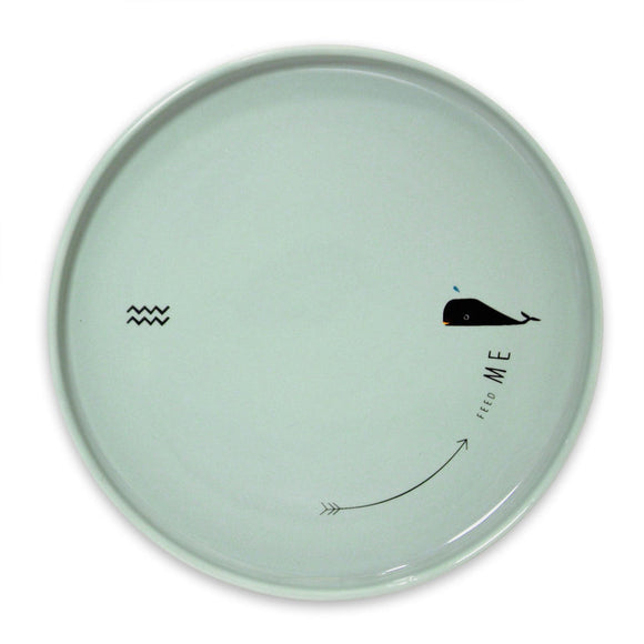 Children's Plate / WHALE / Stoneware / green / 20 cm