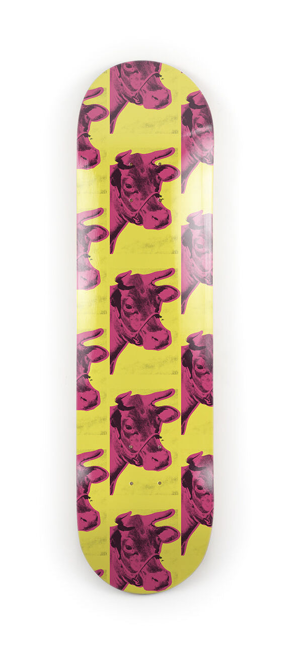 Skateboard / vache / Andy Warhol / jaune & rose 