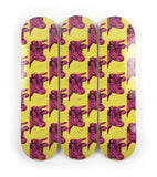Skateboard / set of 3 / cow / Andy Warhol / yellow &amp; pink 