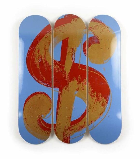Skateboard / Set of 3 / Dollar Sign / Andy Warhol / blue 