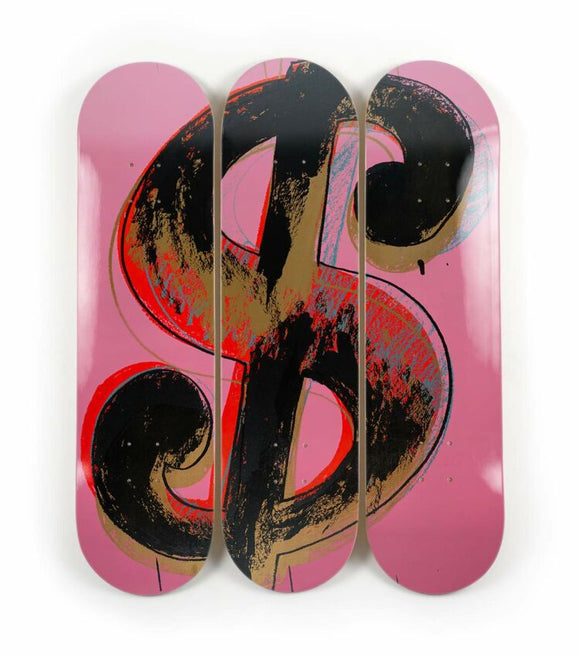 Skateboard / Set of 3 / Dollar Sign / Andy Warhol / pink 